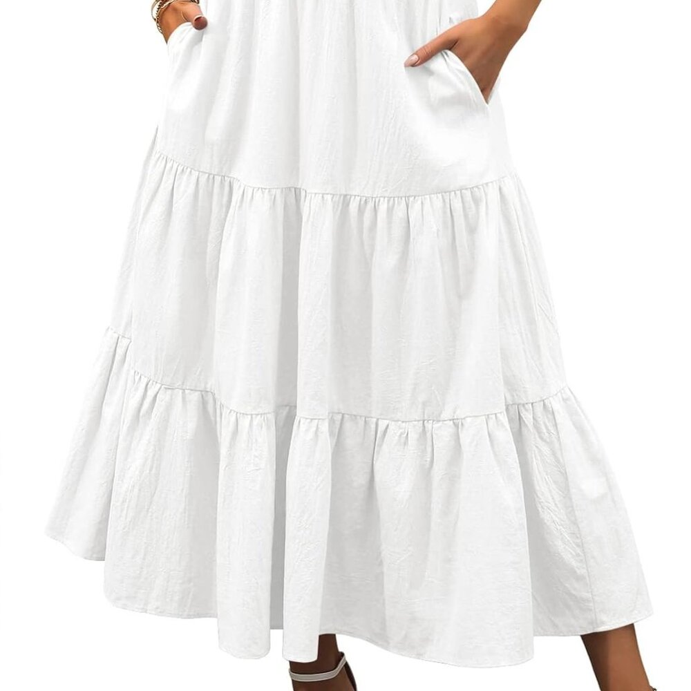 Women’s Summer Boho Flowy Swing Tiered A-Line Maxi Skirt 2025 Fashion Trendy Ela